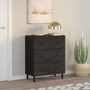 Purbeck Mango Wood Chest Of 3 Drawers In Black