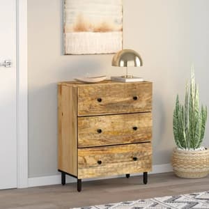 Purbeck Mango Wood Chest Of 3 Drawers In Natural