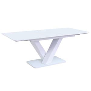 Raffle Large Glass Extending Dining Table In White High Gloss