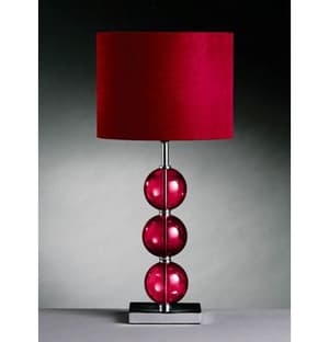 Miscona Red Fabric Shade Table Lamp With Chrome Base