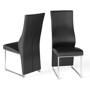 Rainhill Black Faux Leather Dining Chairs In Pair