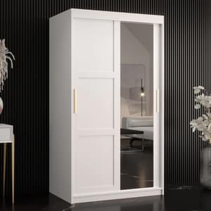 Rieti II Mirrored Wardrobe 2 Sliding Doors 100cm In White