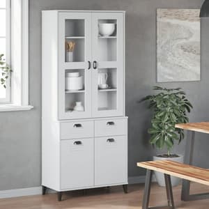 Widnes Wooden Display Cabinet With 4 Doors In White