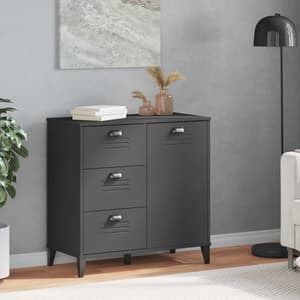 Widnes Wooden Sideboard With 3 Drawers In Anthracite Grey