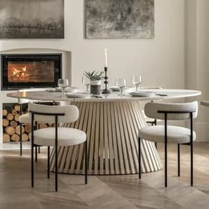 Salvo Marble Top Dining Table Oval With Mango Wood Base