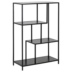 Salvo Wooden Bookcase With 3 Shelves In Ash Black