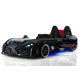 Sanford Kids Racing Car Bed In Black With Back Seat And LED