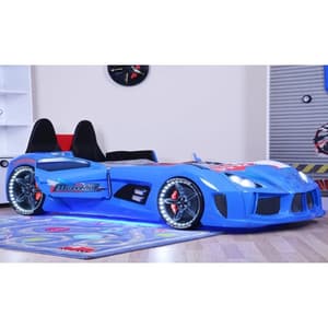 Sanford Kids Racing Car Bed In Blue With Back Seat And LED