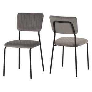 Sanur Set Of 4 Velvet Fabric Dining Chairs In Grey