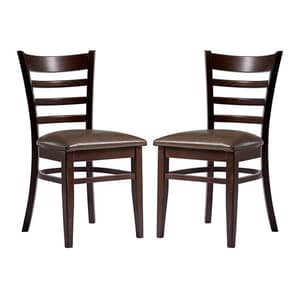 Sarnia Lascari Vintage Brown Faux Leather Dining Chairs In Pair