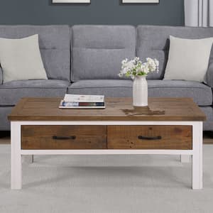 Savona Wooden Coffee Table With 4 Drawers In Oak And White