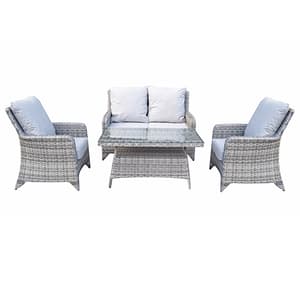 Savvy Weave 4 Seater Sofa Set With High Coffee Table In Natural