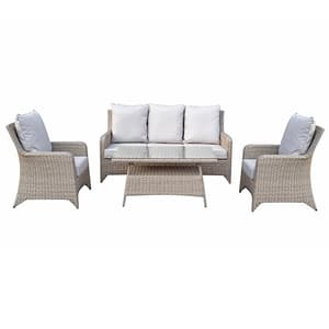 Savvy Weave 5 Seater Sofa Set With High Coffee Table In Grey