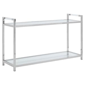 Sceptrum Clear Glass Top Console Table With Silver Steel Base