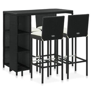 Selah Rattan Bar Table With 4 Audriana Chairs In Black