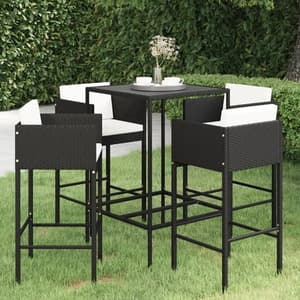 Selah Small Glass Top Bar Table With 4 Avyanna Chairs In Black