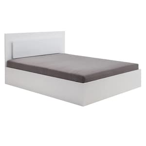 Senoia High Gloss Ottoman King Size Bed In White With LED