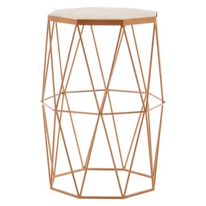 Shalom Octagonal White Marble Top Side Table With Gold Frame