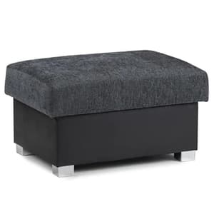 Sharon Fabric Foot Stool In Black And Grey