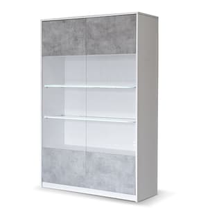 Sion Display Cabinet 2 Doors In White Concrete Effect With LED