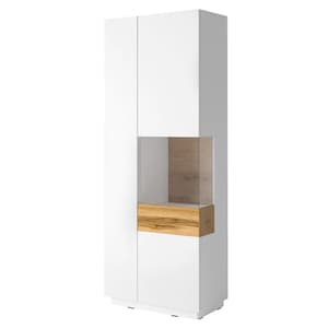 Sioux Gloss Display Cabinet Tall Right In White Oak With LED