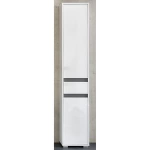 Solet Bathroom Tall Storage Cabinet In White High Gloss