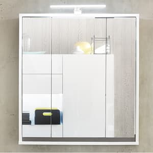 Solet LED Bathroom Mirrored Cabinet In White High Gloss