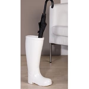 Stiefel Rain Boot Ceramic Umbrella Stand In White
