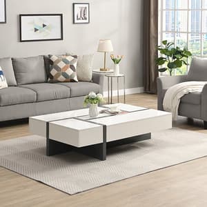 Storm High Gloss Storage Coffee Table In White And Grey