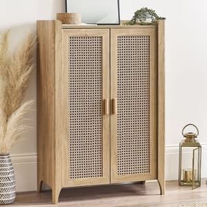 Sumter Wooden Shoe Storage Cabinet With 2 Doors In Oak