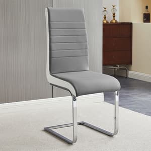 Symphony Faux Leather Dining Chair In Grey And White