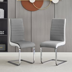 Symphony Grey And White Faux Leather Dining Chairs In Pair