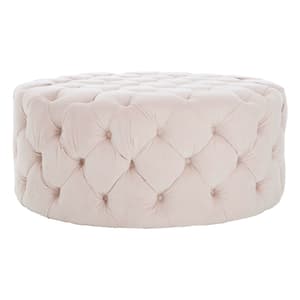 Syria Upholstered Fabric Footstool In Muted Pink