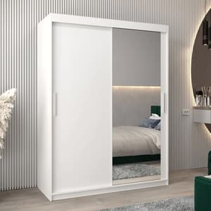 Tavira II Mirrored Wardrobe 2 Sliding Doors 150cm In White