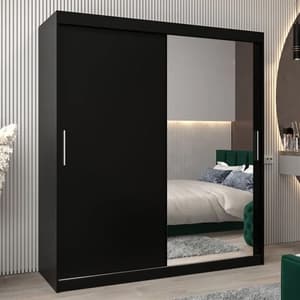 Tavira II Mirrored Wardrobe 2 Sliding Doors 180cm In Black