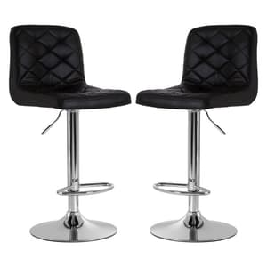 Terot Black Faux Leather Bar Chairs With Chrome Base In A Pair