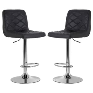 Terot Grey Faux Leather Bar Chairs With Chrome Base In A Pair