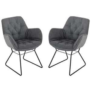 Titania Grey Two Tone Faux Leather Dining Chairs In Pair
