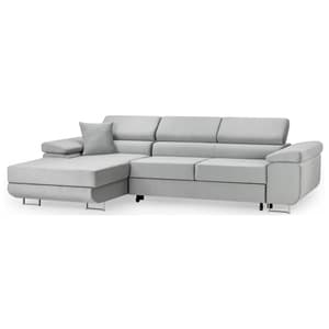 Torrez Plush Velvet Corner Sofa Bed Left Hand In Grey