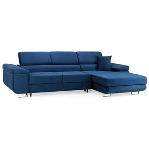 Torrez Plush Velvet Corner Sofa Bed Right Hand In Blue