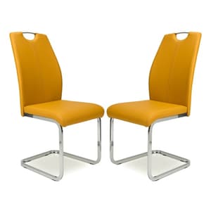 Towson Set Of 4 Leather Effect Dining Chairs In Yellow