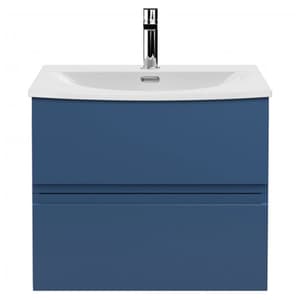 Urfa 60cm Wall Hung Vanity With Curved Basin In Satin Blue