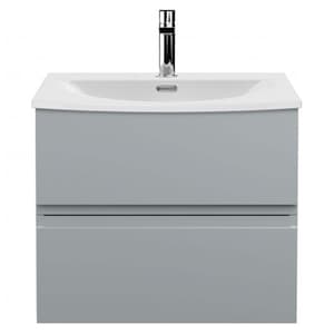 Urfa 60cm Wall Hung Vanity With Curved Basin In Satin Grey