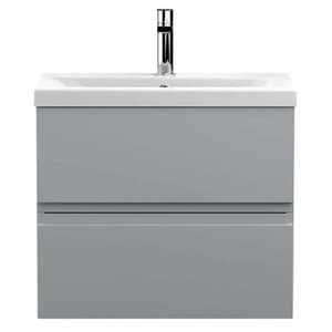 Urfa 60cm Wall Hung Vanity With Mid Edged Basin In Satin Grey