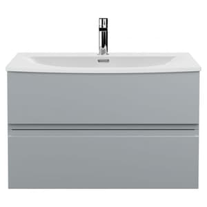 Urfa 80cm Wall Hung Vanity With Curved Basin In Satin Grey