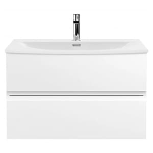 Urfa 80cm Wall Hung Vanity With Curved Basin In Satin White