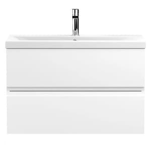Urfa 80cm Wall Hung Vanity With Mid Edged Basin In Satin White
