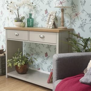 Loftus Wooden Console Table In Grey With 2 Drawers