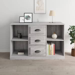 Vance Wooden Sideboard With 3 Drawers In Grey Sonoma Oak