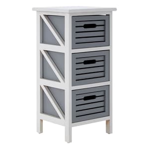 Varmora Wooden Chest Of 3 Drawers In White And Grey